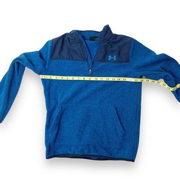 Under Armour Boys Fleece 1/2 Zip Pocket in Graphite Blue Youth Size YLG Large - Picture 3 of 8